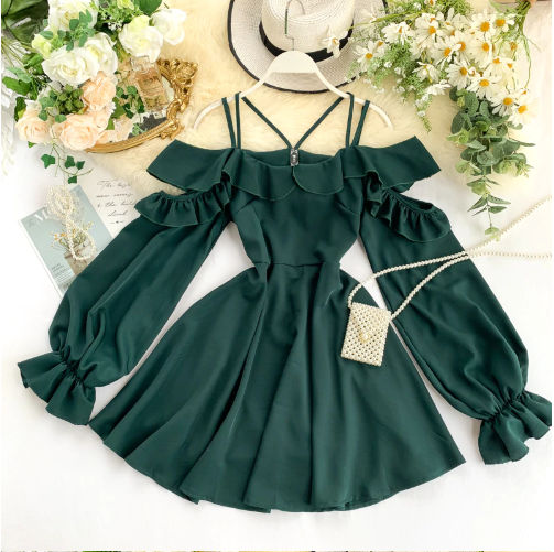 Sexy Ruffled Off Shoulder Summer Dress S4446