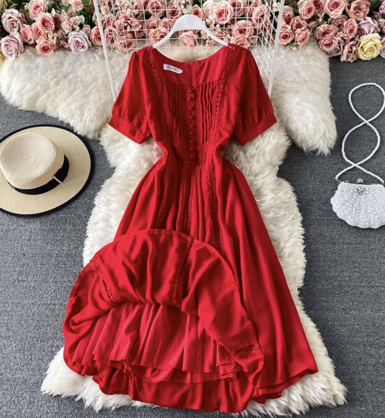 Cute Chiffon Lace Dress A Line Dress S4450
