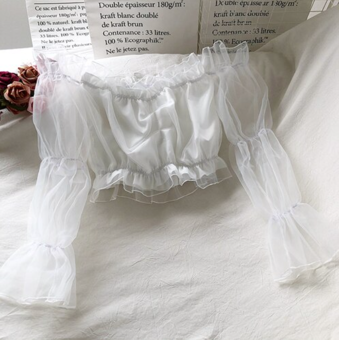 Korean Elegant Sexy Ruffles Tops S5083