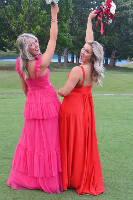 pink prom dress evening dress S2046