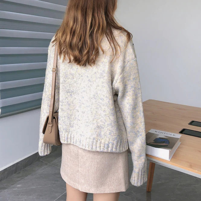 Womens Button Front V Neck Sweater Cardigan S2801