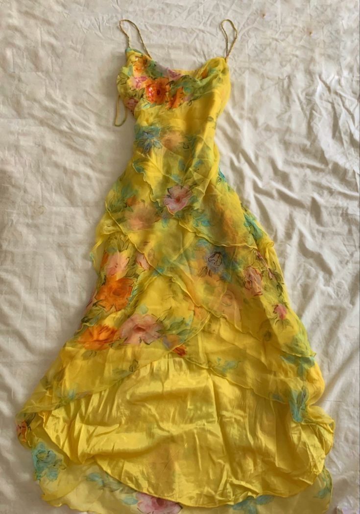 Bright yellow retro pattern waist slim fit sexy long skirt homecoming dress R2721