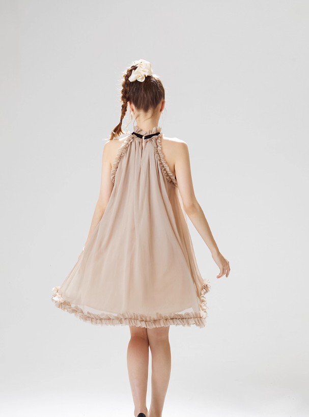 French halter neck vest dress petite sleeveless short skirt suspender skirt dress female summer R3527