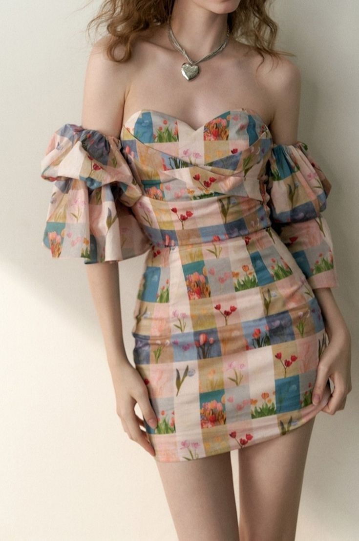 Brown checkered one-shoulder tube top waist slimming hip skirt homecoming dress R3053