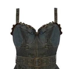 Hot girl denim suspender dress 2025 new Hong Kong style retro irregular tassel short skirt R0163