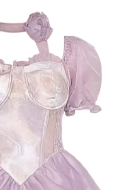 French purple gradient flower waist hollow dress tutu skirt bubble short sleeve princess skirt summer R0168