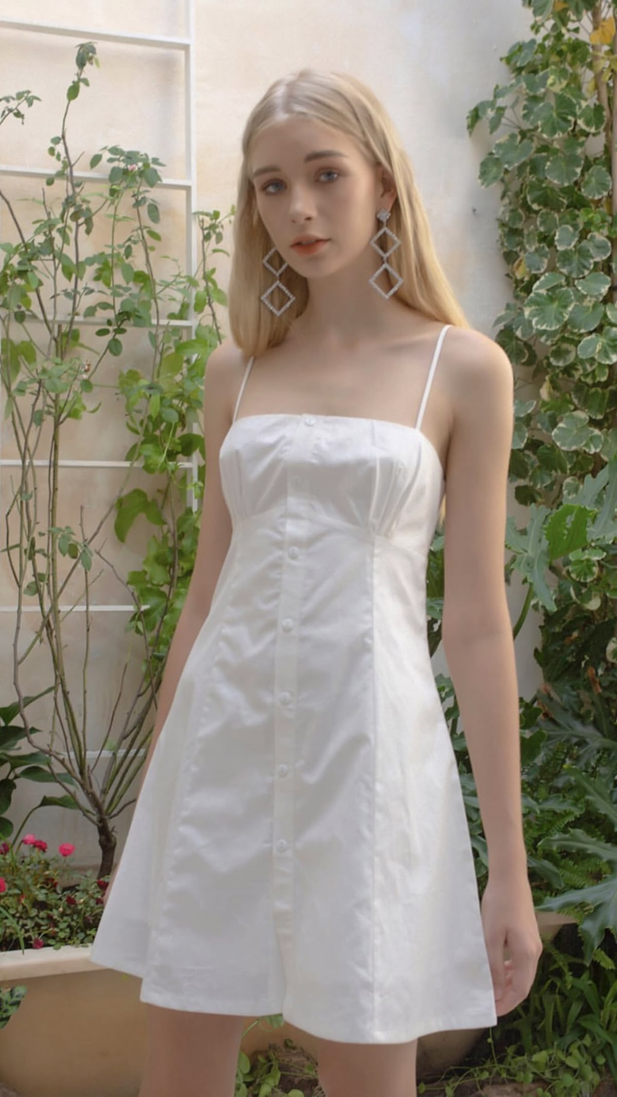 White suspenders waist slim white moonlight A-line short skirt homecoming dress R3920