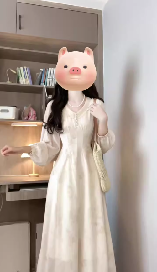 Tea break French style gentle temperament v-neck long-sleeved dress super beautiful waist skirt female R0467