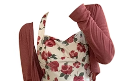 French retro rose halter dress new sunscreen knitted cardigan with suspender skirt two-piece set R0125