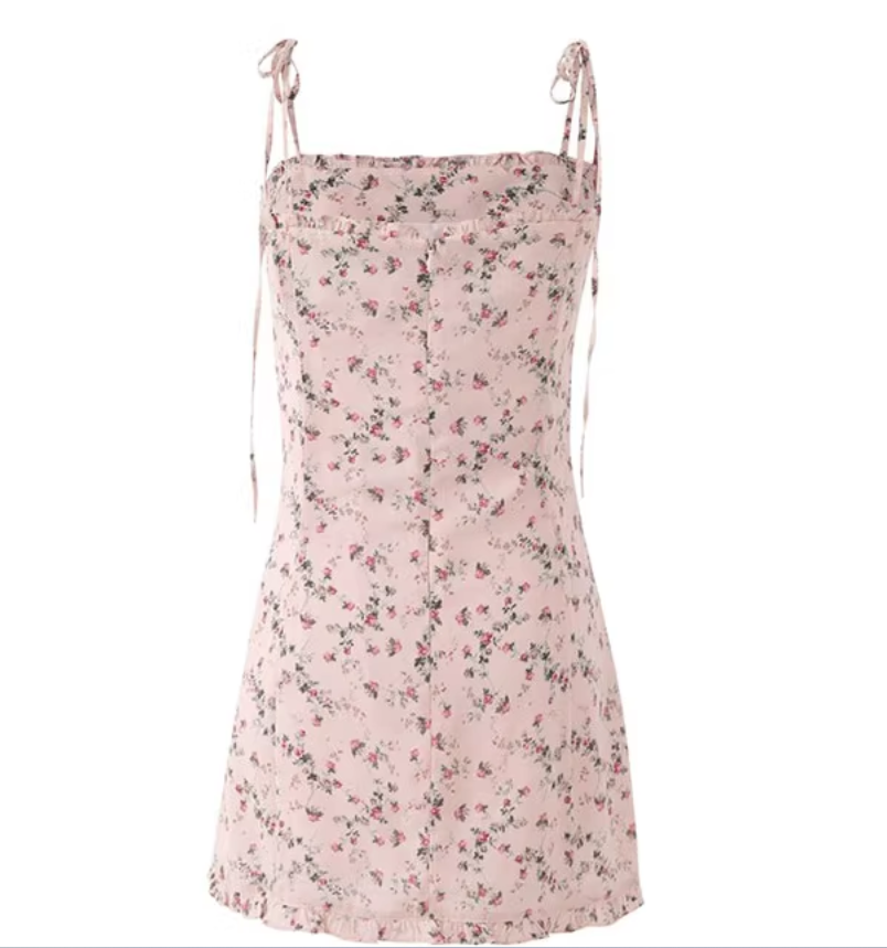 The same style as the stars, the petite and elegant girl's floral suspender dress R2923