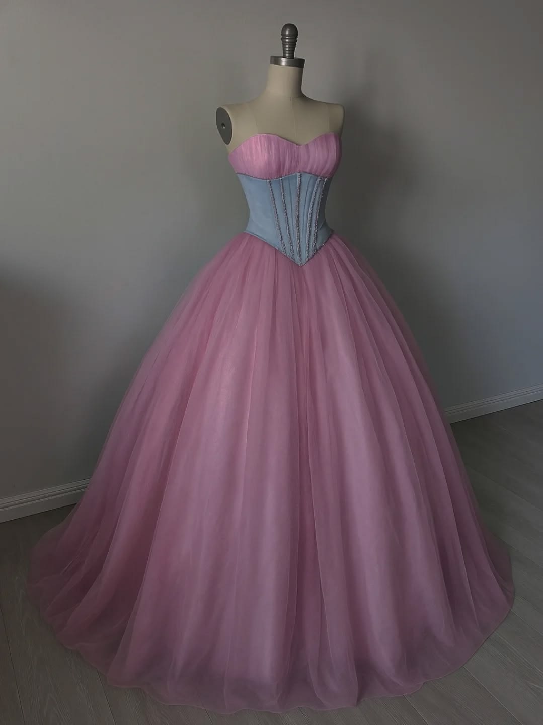Elegant Barbie Pink A-Line Sweetheart Waist Corset Maxi Women Dress Evening Dress Birthday Dress RS299