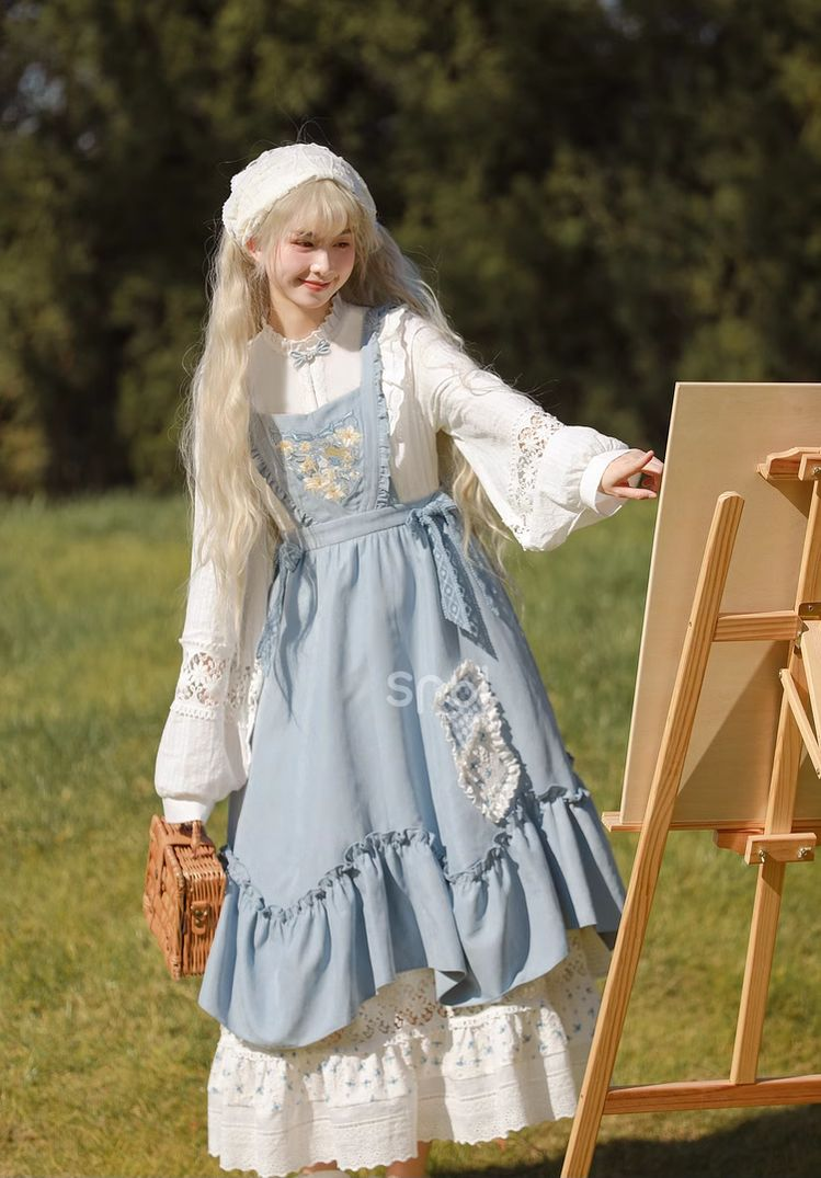 Pretty Patchwork Women's Prom Gown Pale Blue Waist Fitted Maxi Evening Dress Birthday Dress — Fall Outfit 2026 New RS3343
