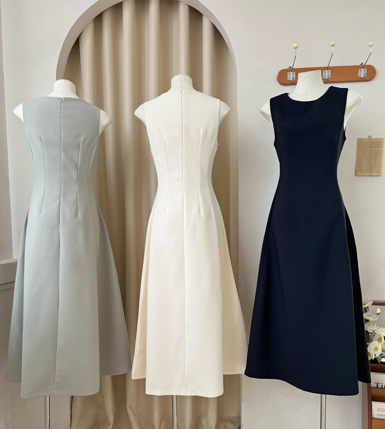 Long skirt thin material suit skirt slim temperament long solid color dress R2091