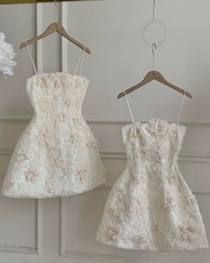 White suspenders three-dimensional flower slim pattern A-line skirt homecoming dress R2553