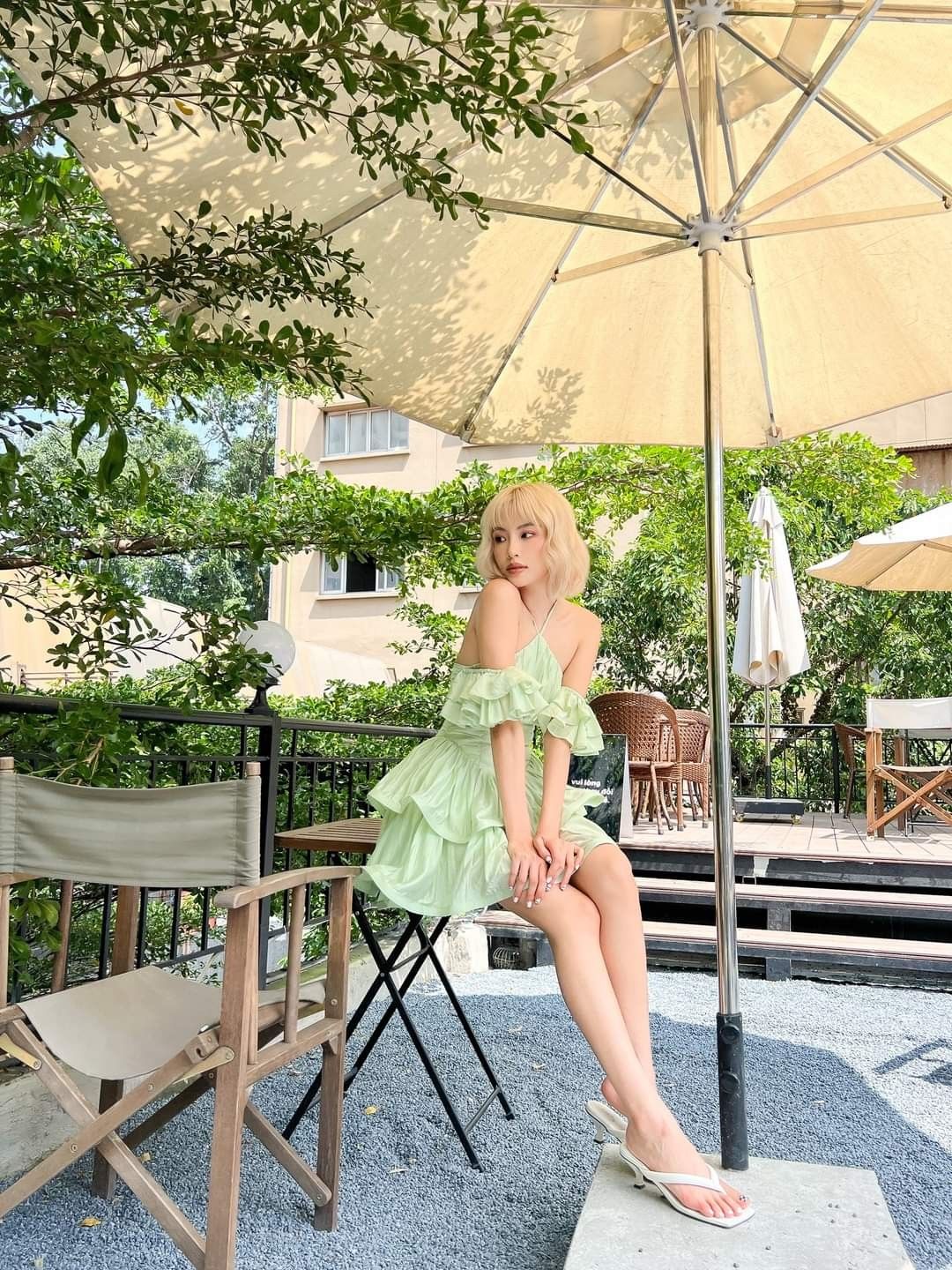 Fresh green halter neck waist one shoulder neckline waist slim short skirt homecoming dress R3679