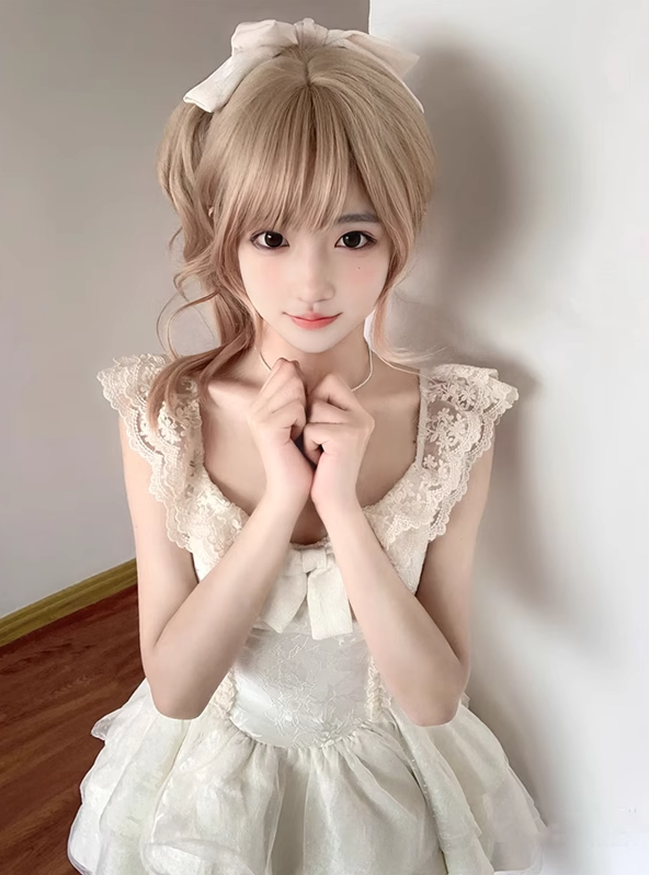 Gentle and sweet style lace suspender dress waist birthday dress puffy short skirt R0847