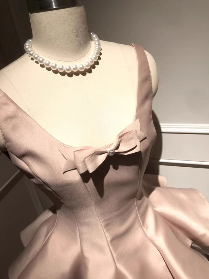 Ballet princess dress temperament, waist cinched mesh puffy skirt, pink suspender dress, homecoming dress R2996