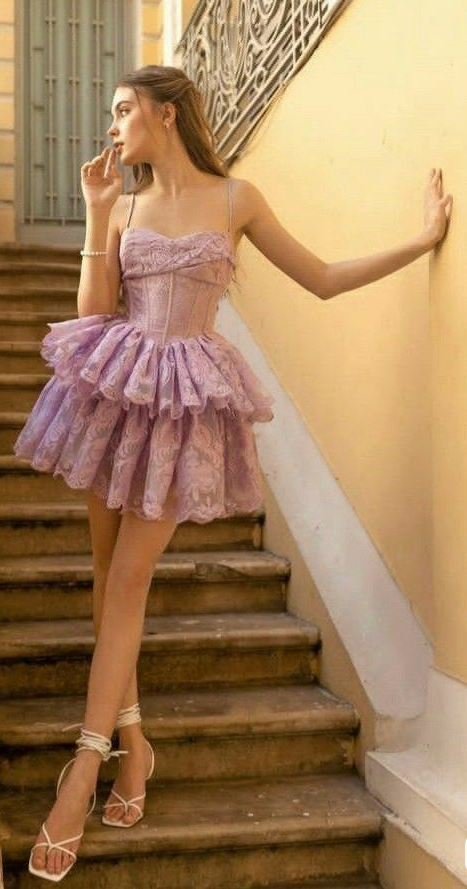 Purple lace sexy puffy princess dress homecoming dress R2409