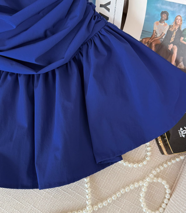 Pure desire tube top vest for women summer new style pleated design waist slimming short skirt R4029