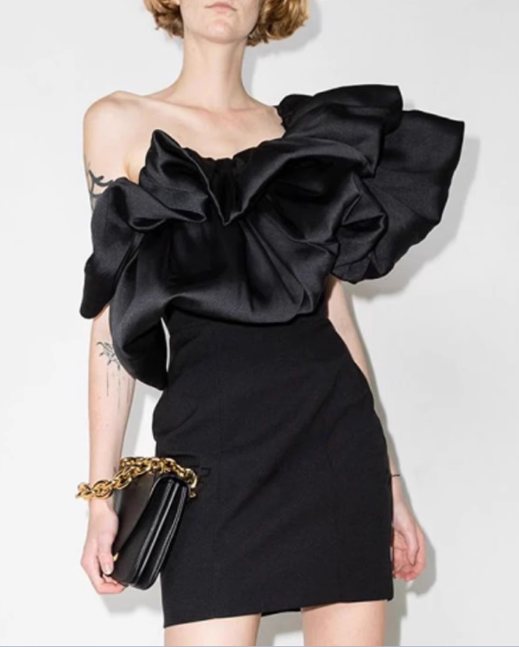 French white off-shoulder push pleat fashion banquet party dress dress homecoming dress R2972