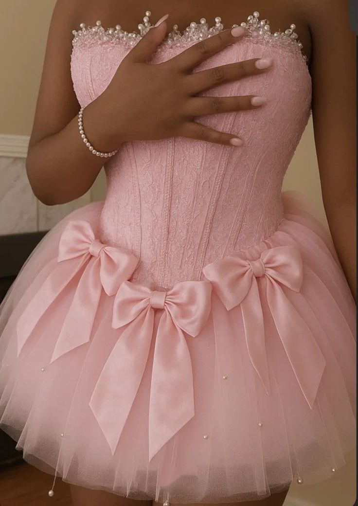 Sweet Blush Pink A-Line Strapless Bodycon Mini Dress with Bow Waist Ornament Homecoming Dress RS233