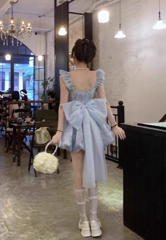 Sweet outfit French Disney trailing princess dress fluffy fairy dress small dress high-end R1646