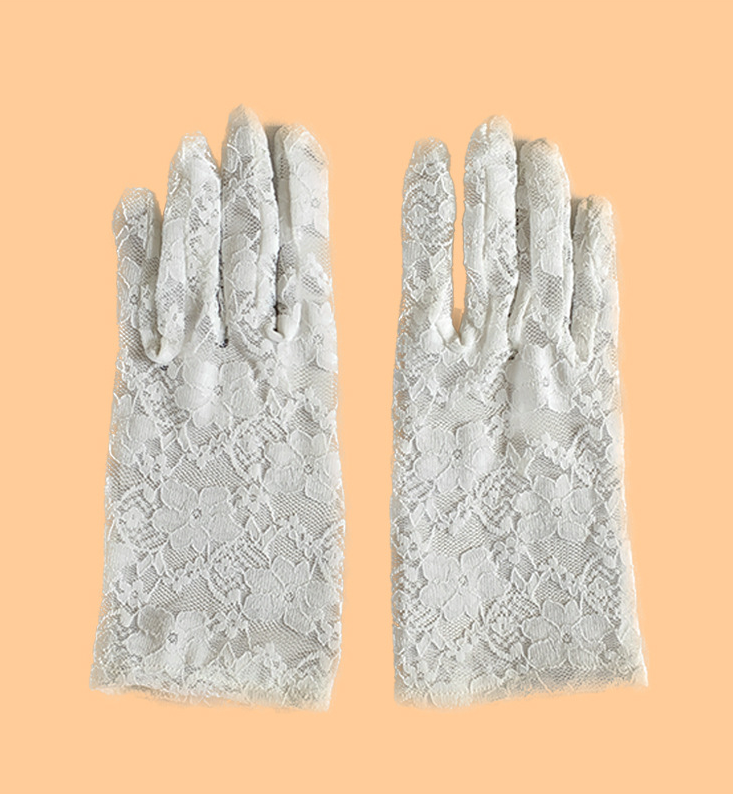 Gloves women summer lace chrysanthemum sun protection gloves thin short wedding bride etiquette gloves S6279
