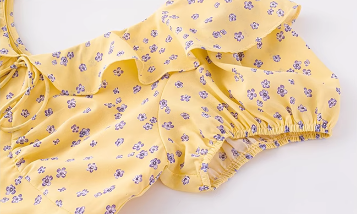 French retro floral dress 2025 new temperament waist long dress R2583