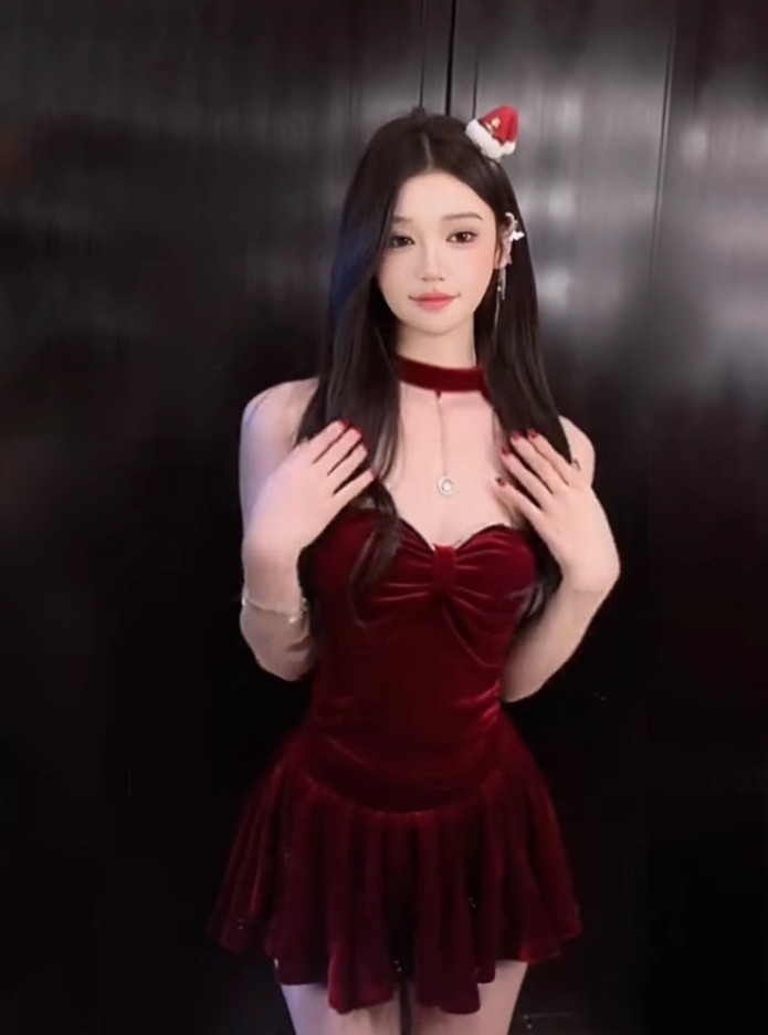 French sexy pure desire halter neck short top sweet spicy velvet holiday skirt suit R1300