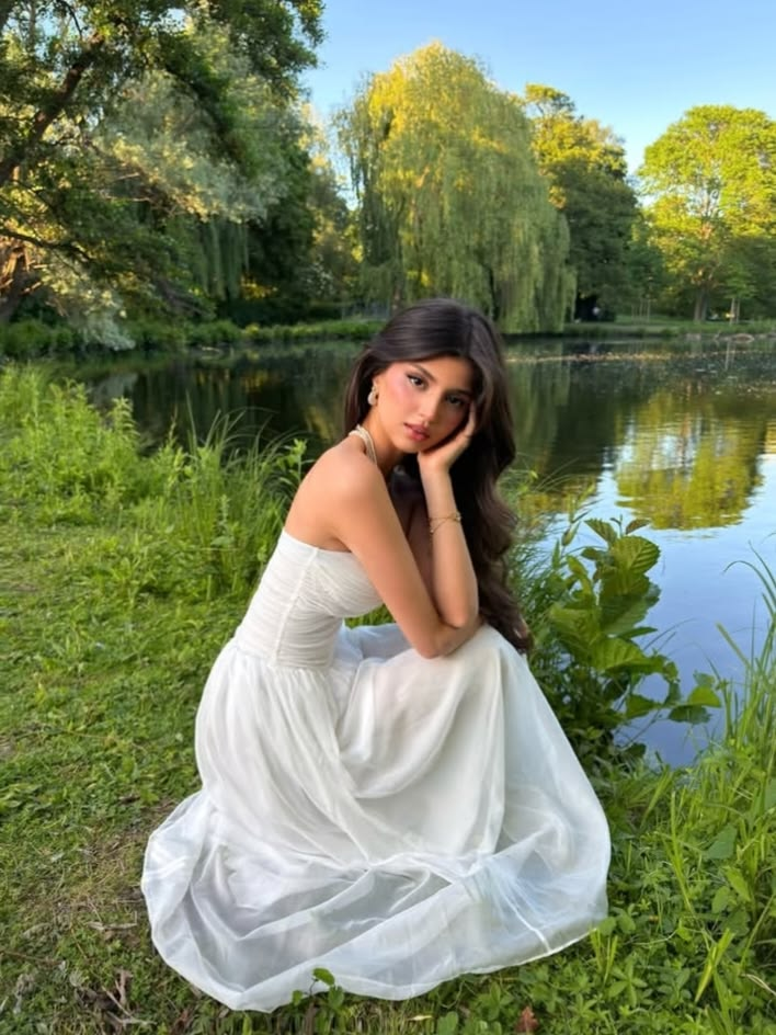 Hazy Tulle Flowy Prom Gown White Women's Maxi Birthday Dress Casual Dress RS2973