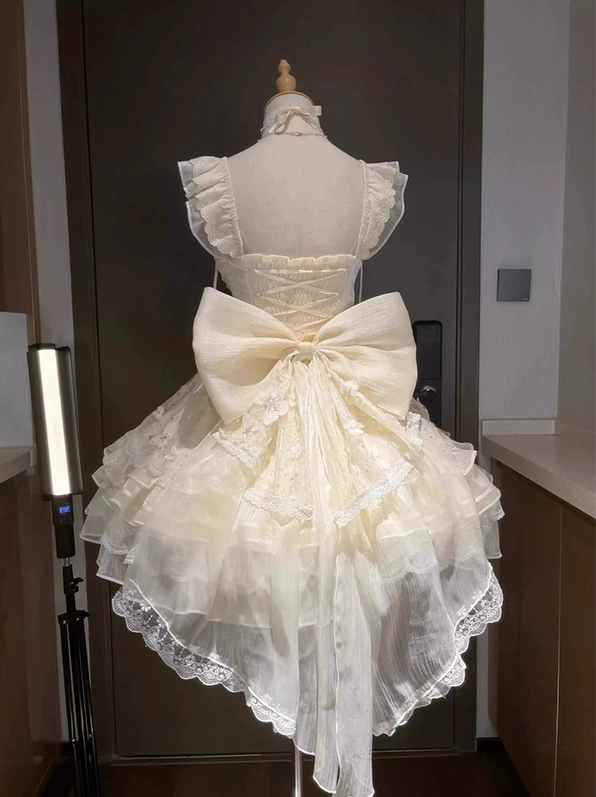 glitter butterfly big bow princess birthday dress S5732