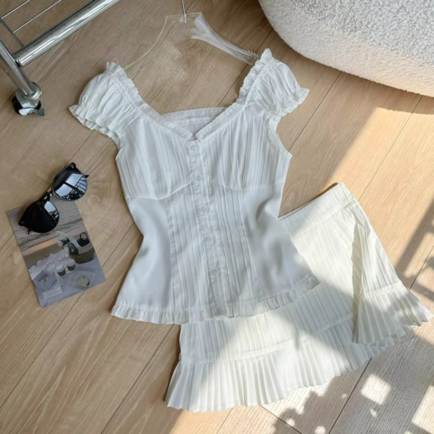 Design French romantic girl suit waist slimming two-piece suit R0276