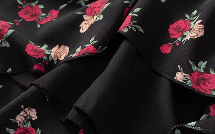 French floral v-neck dress 2025 new waist high-end long dress R2587