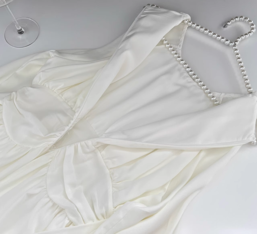 Gentle style halter neck off-shoulder ruffled chiffon dress waist short skirt R2101