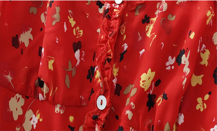 French holiday long red 2025 new dress floral dress R2608