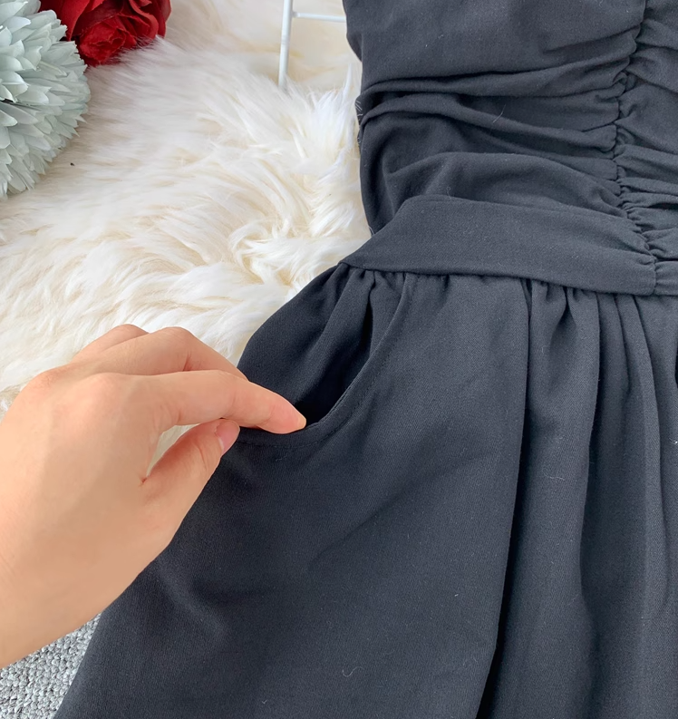 Dress women 2025 new sexy tube top waist off-shoulder solid color mid-length skirt all-match skirt R0367