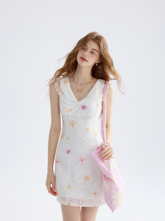 Flower language tipsy floral dress French suspender skirt holiday wear short skirt skirt female summer R3425