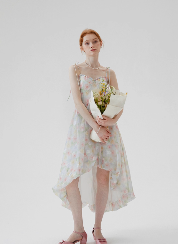 French tea break flower dress holiday floral dress suspender bud dress female summer new style R3488