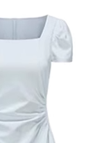 French minimalist dress 2025 new gentle style puff sleeve square neck waist long dress high-end R0106