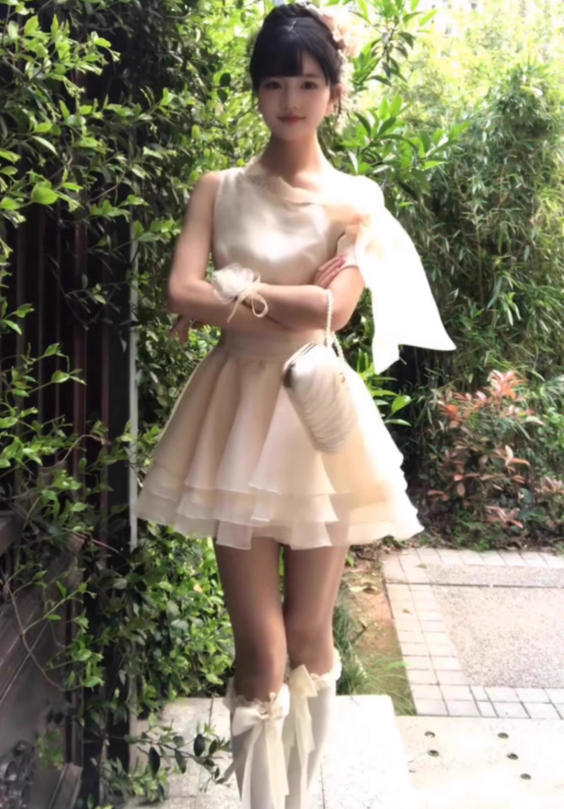 Gentle temperament lace off-shoulder dress beautiful waist small dress tutu skirt R0793