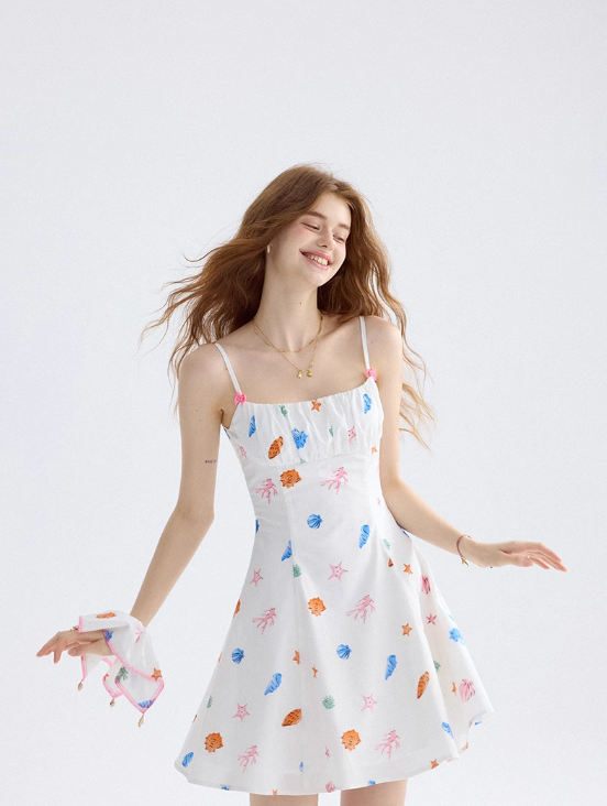 Dreamy sugar-coated floral dress French suspender skirt holiday wear short skirt skirt female summer R3426