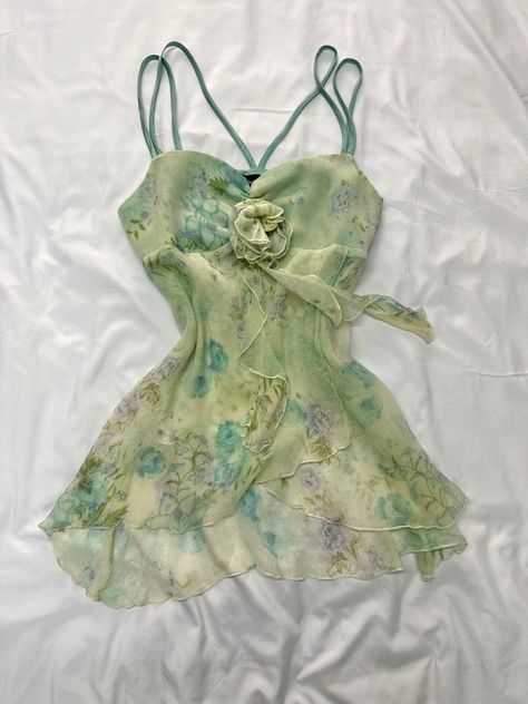 Green floral suspenders waist slimming fresh mini skirt homecoming dress R2682