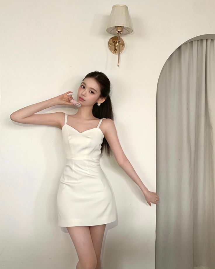 White suspender waist A-line slim skirt homecoming dress R4130