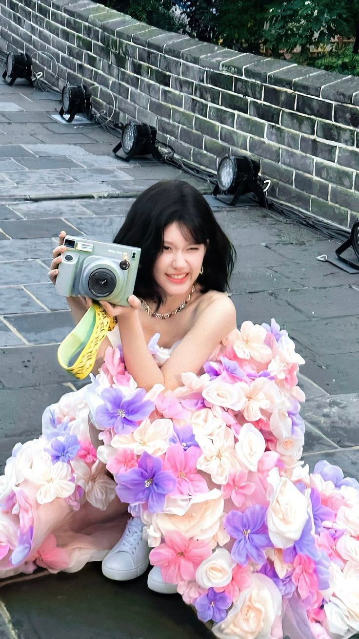 Pink tube top slim waist three-dimensional flower irregular skirt dress, prom dress R5295