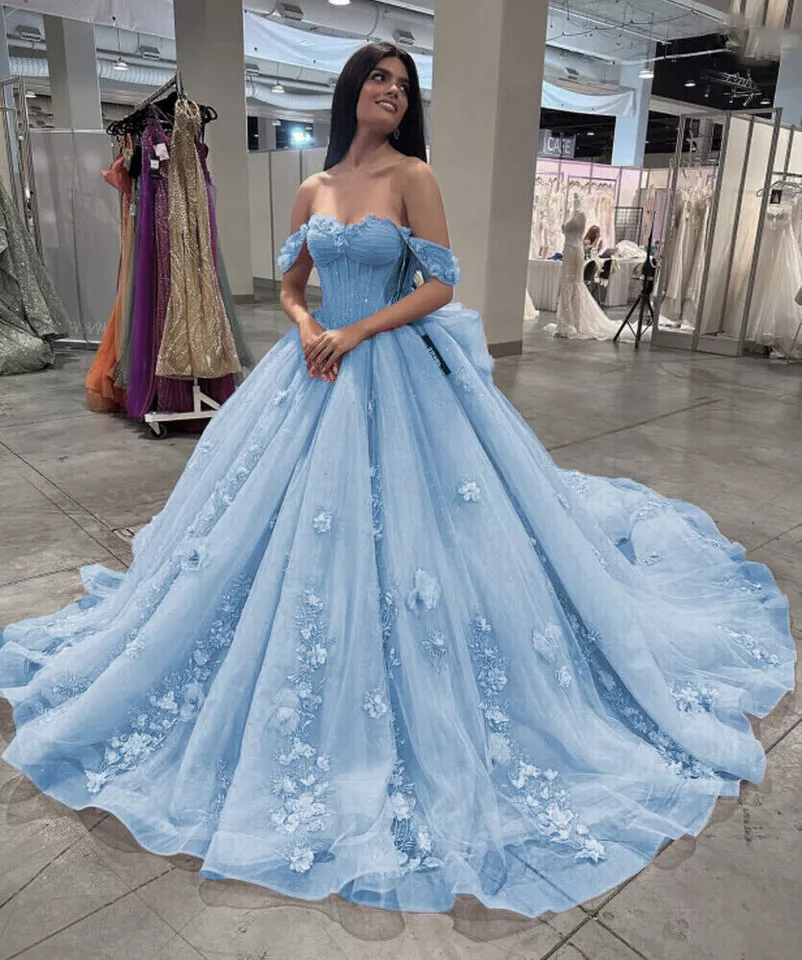 Pink Tulle Quinceanera Dresses for Sweet 16,Off-Shoulder Ball Gowns for Prom S6939