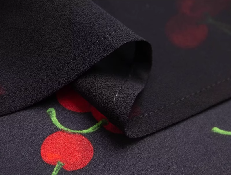 2025 Summer New Halter Backless Black Cherry V-Neck Retro Short Dress R0942