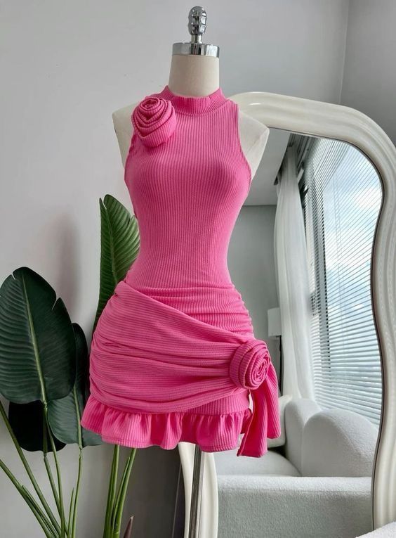 Round neck, shoulder-less, slim waist, irregular skirt, homecoming dress R2899