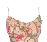 Tea break mid-length floral ruffled sling dress new French retro temperament skirt R0172