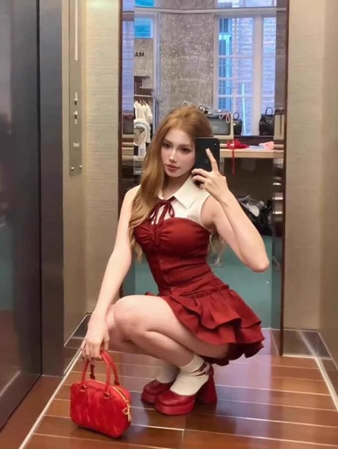 College style sleeveless short contrast color shirt 2025 sweet and spicy puffy skirt suit R1251