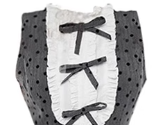 Gray polka dot stitching wood ear edge wrinkled dress 2025 new waist slimming bow short skirt R0129